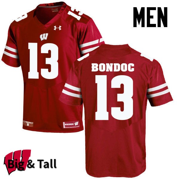 Wisconsin Badgers Men's #13 Evan Bondoc NCAA Under Armour Authentic Red Big & Tall College Stitched Football Jersey AS40T22JZ